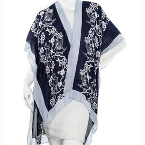 Florence Broadhurst Blue Egrets High Low Kimono OS